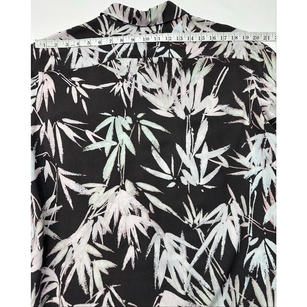 AllSaints Bambusa Bamboo Print EcoVero Relaxed Fit Short Sleeve Button Down L - Picture 9 of 10